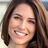 Woman with picture-perfect smile and brown hair