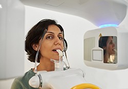 Woman in a CT scanner