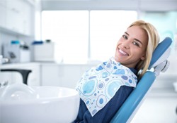 A woman at her dental appointment.